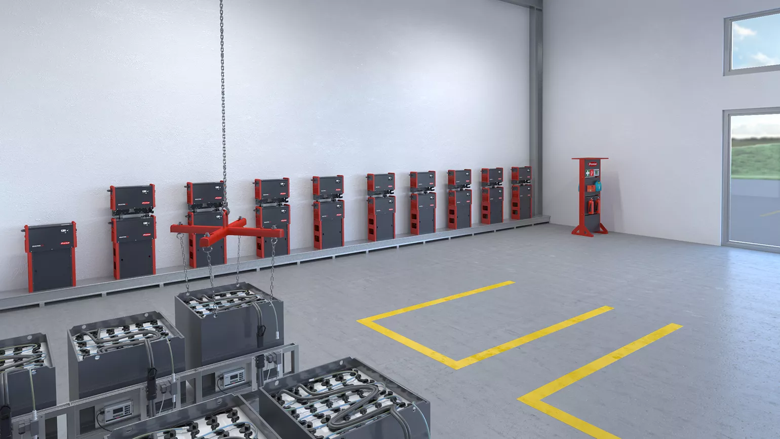ladestation, batterie, lager