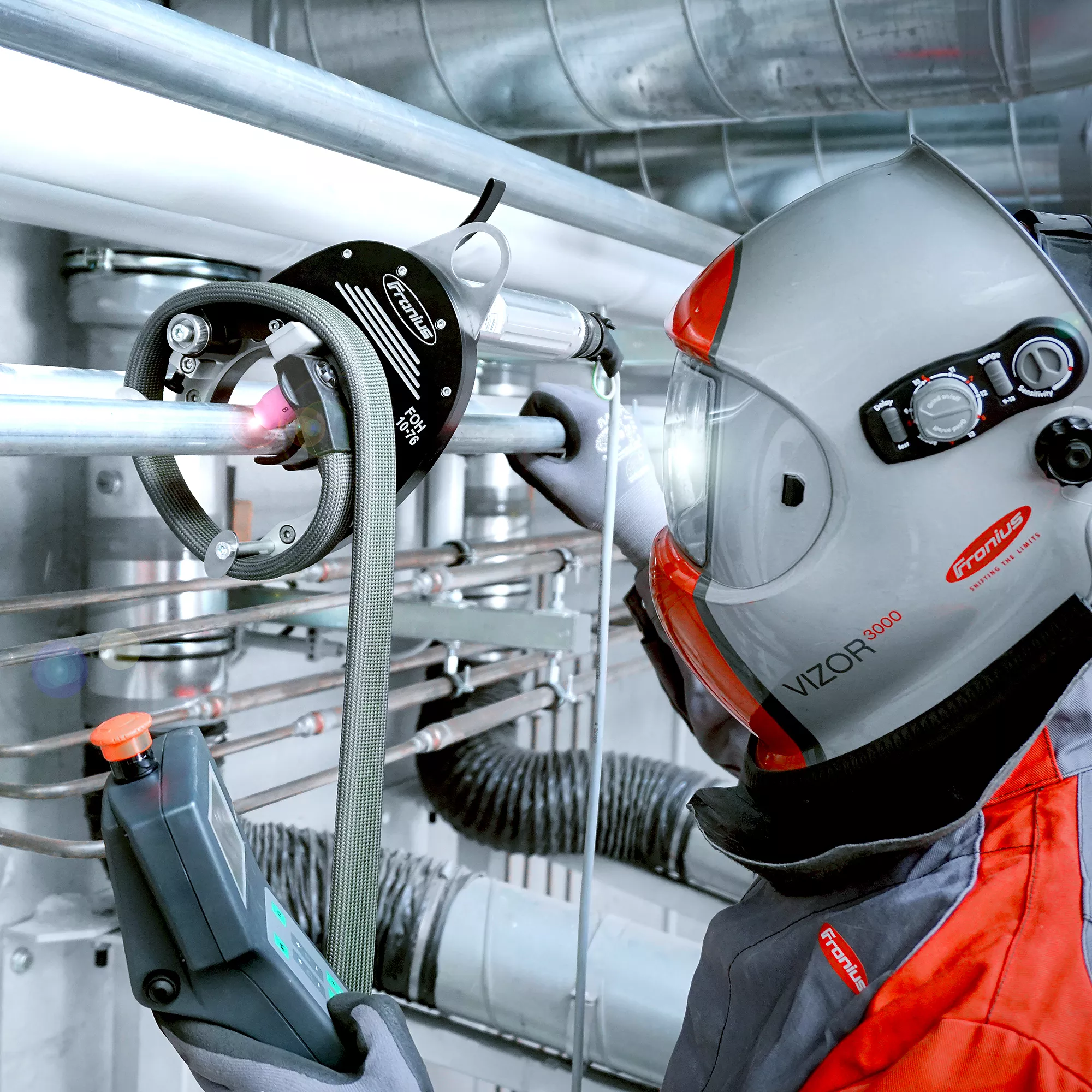 mechanisiertes Orbitalschweißen mit offenem Fronius Schweißkopf FOH