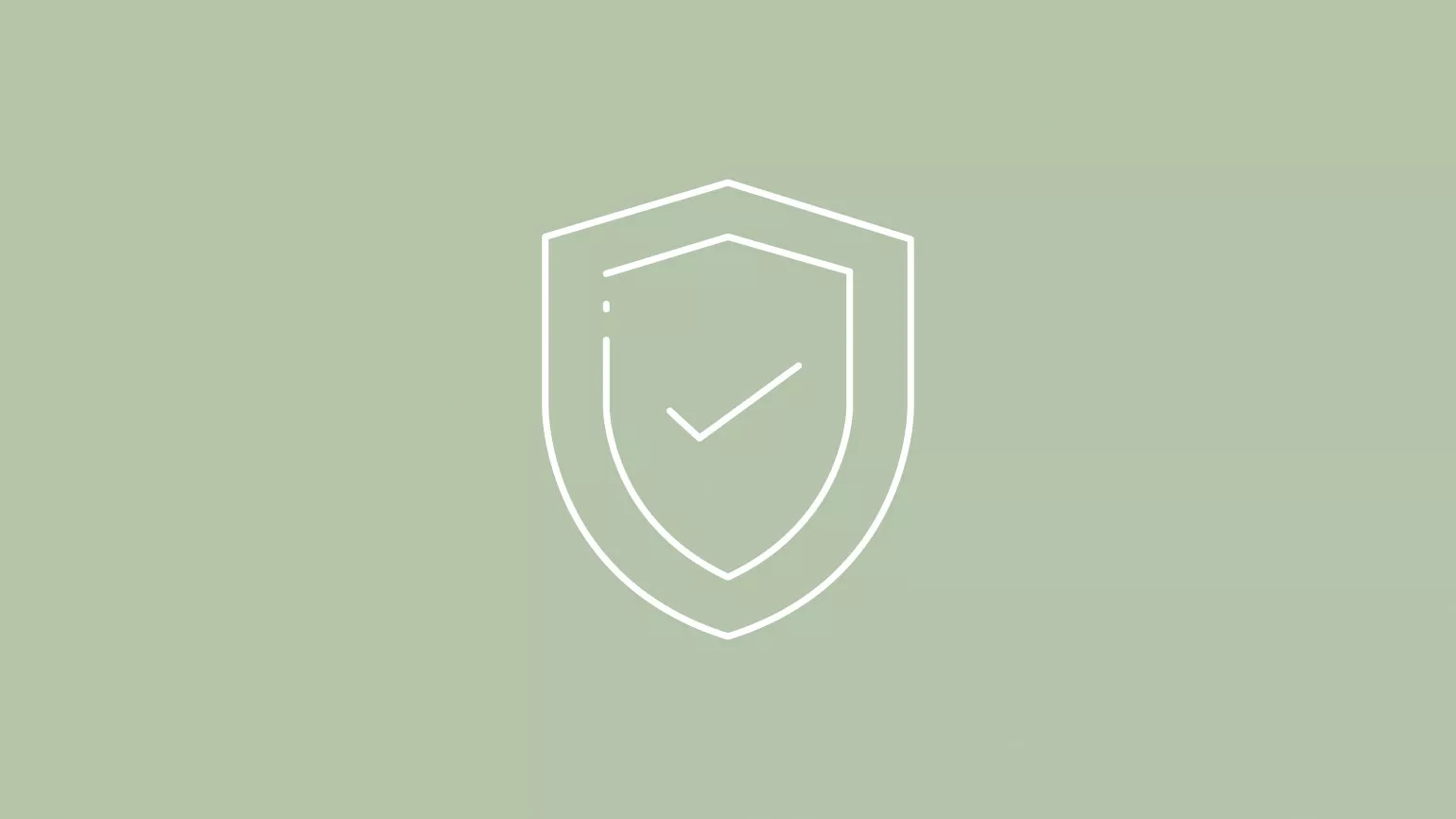 Weißes Icon von einem Sicherheitssiegel auf Meadow Green Hintergrund.