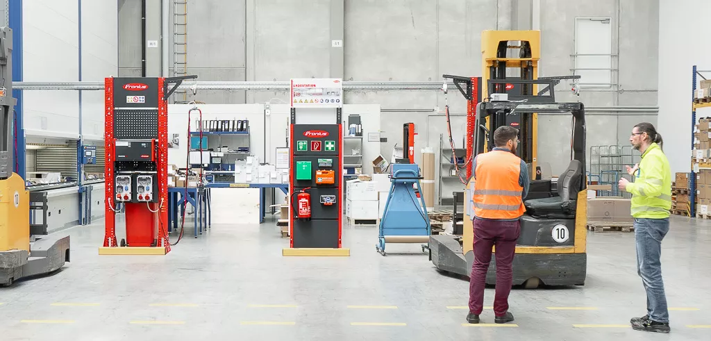 Fronius Charging Station with Selectiva 4.0 charger for electric forklift trucks and safety module