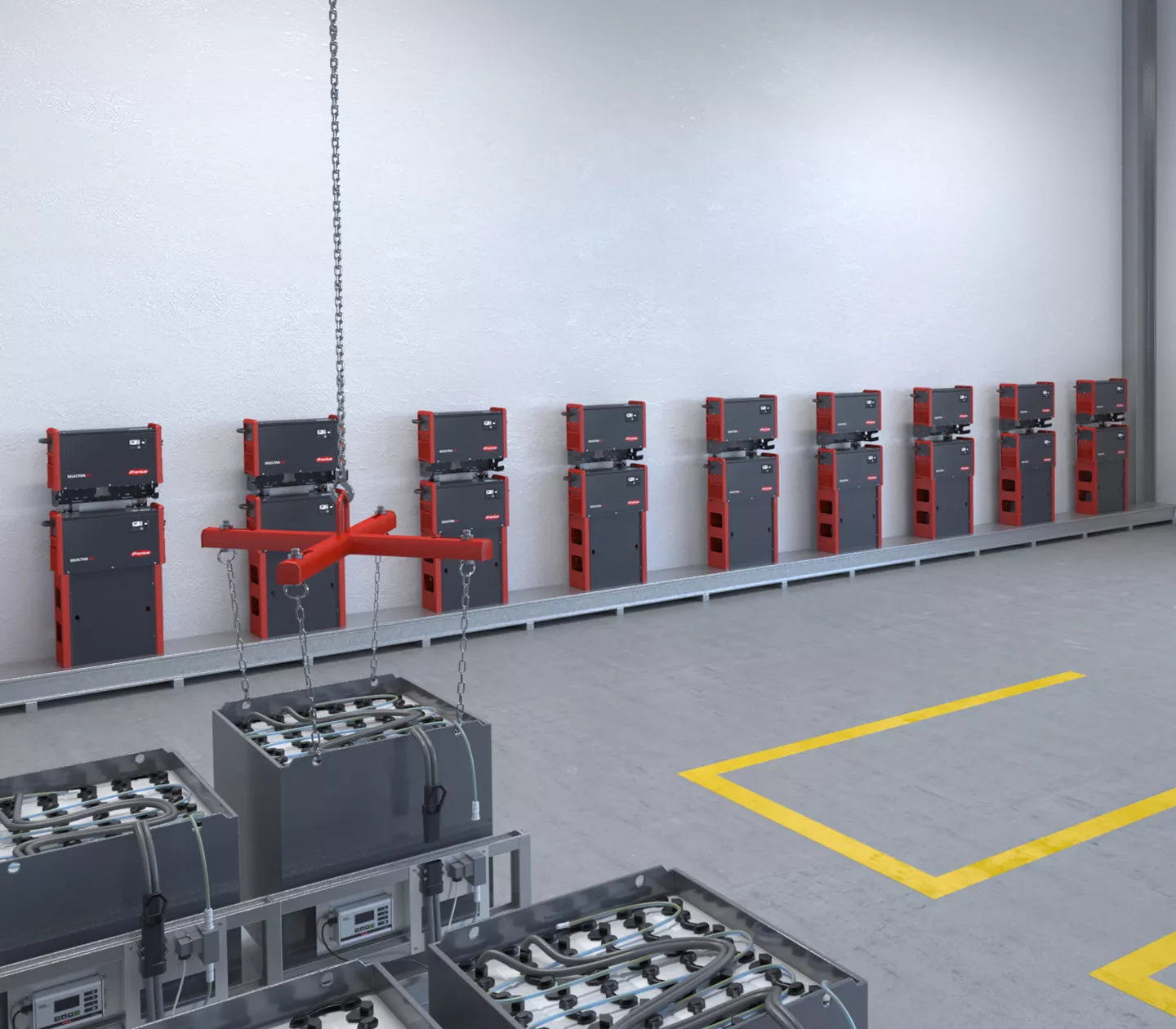 CHARGING STATION You can reduce safety-related risks to a minimum thanks to the standards-compliant installation and equipping of the charging station. The central placement of all batteries and use of our battery management system, Cool Battery Guide Easy, enables optimum utilisation.