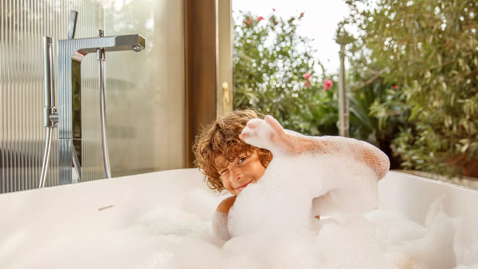 Boy in bathtub